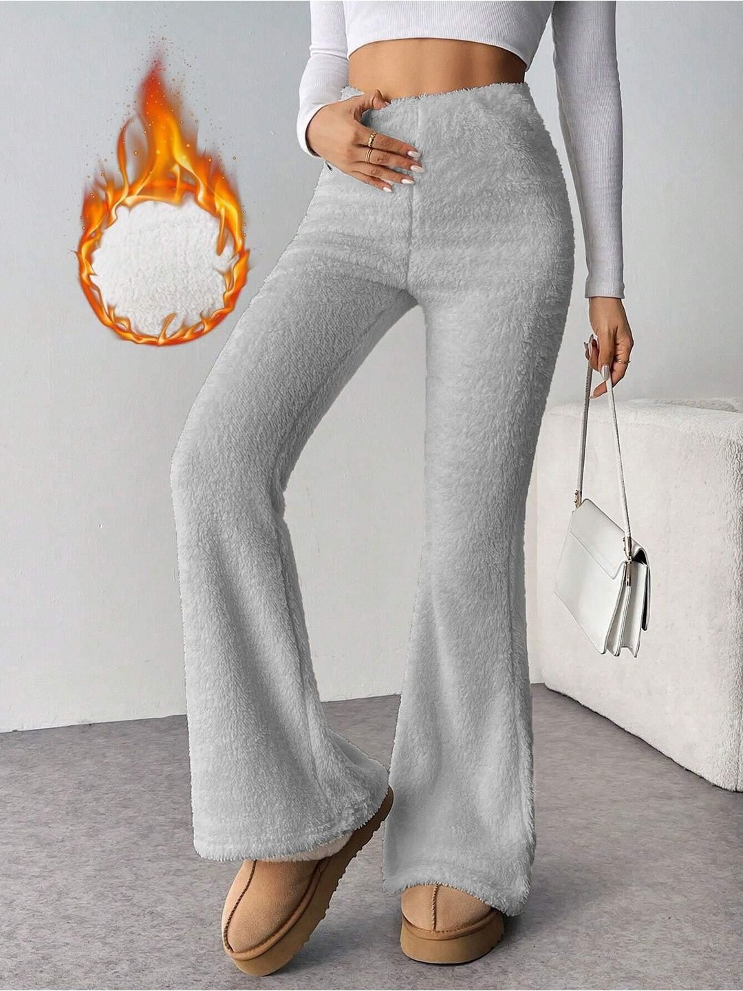 Kotty Women Bootcut High-Rise Easy Wash Woollen Trouser