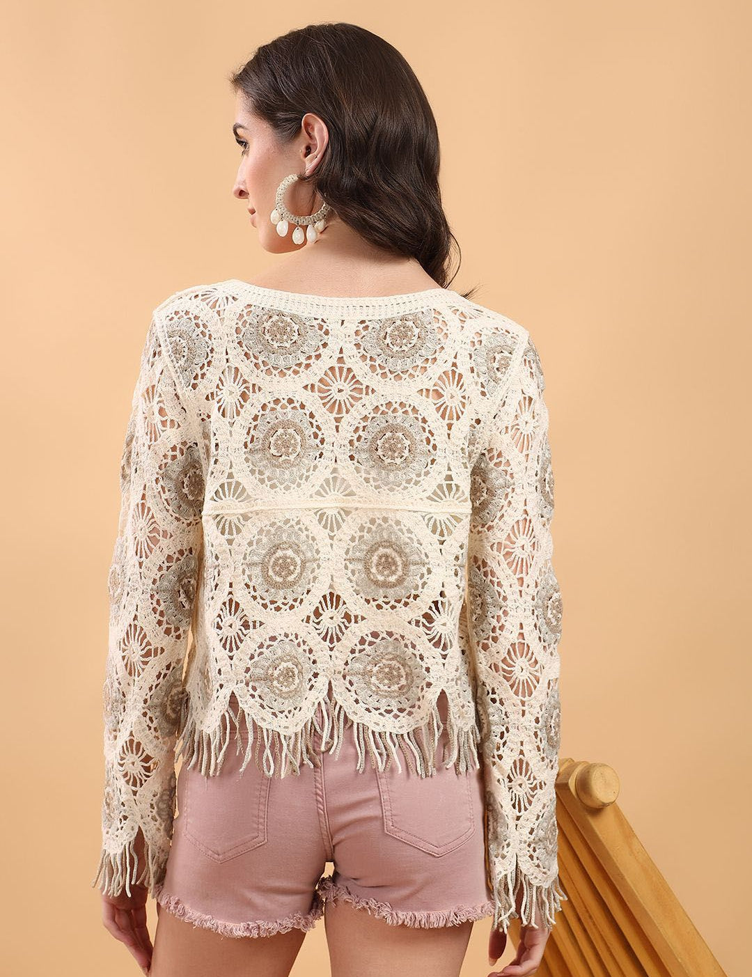 Kotty Self Design Crochet Cotton Top