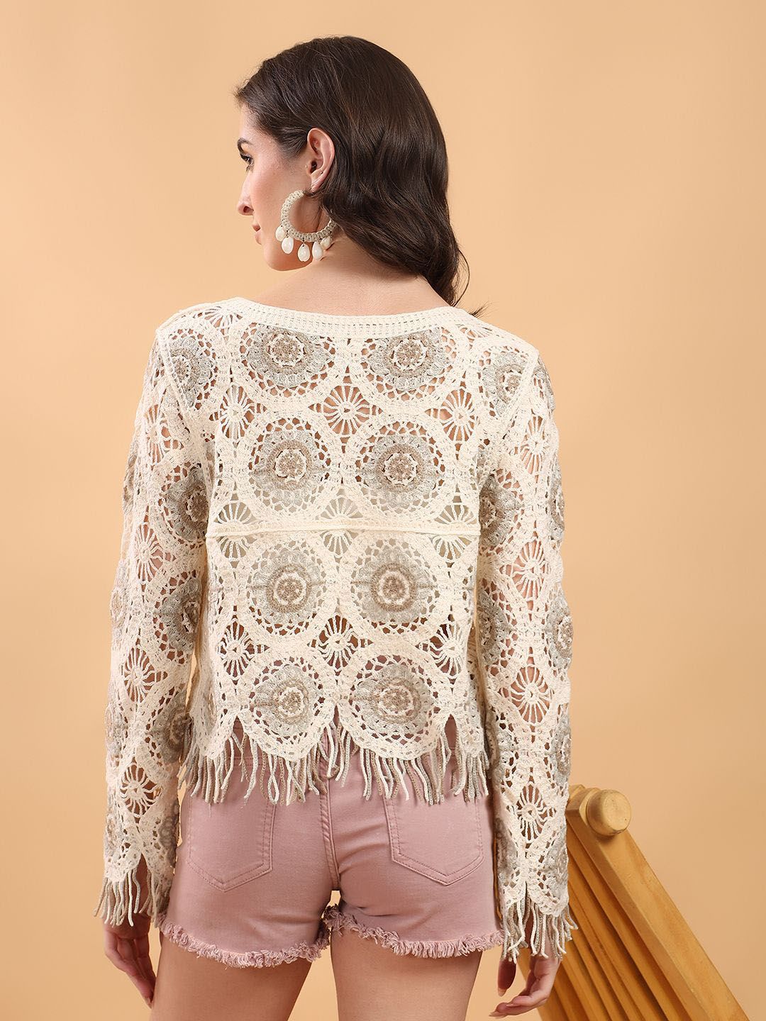 Kotty Self Design Crochet Cotton Top