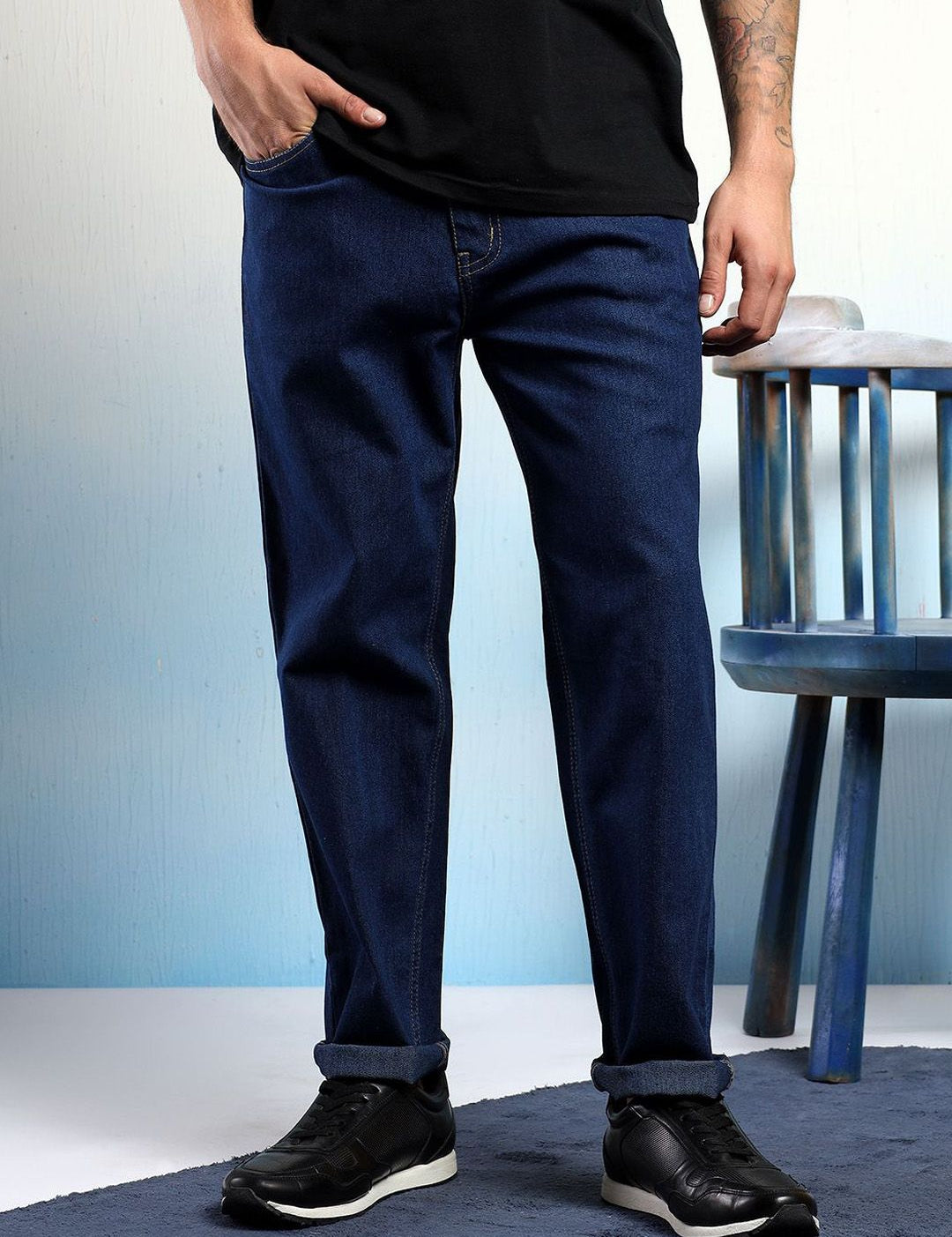 Kotty Men Straight Fit Low-Rise Stretchable Jeans