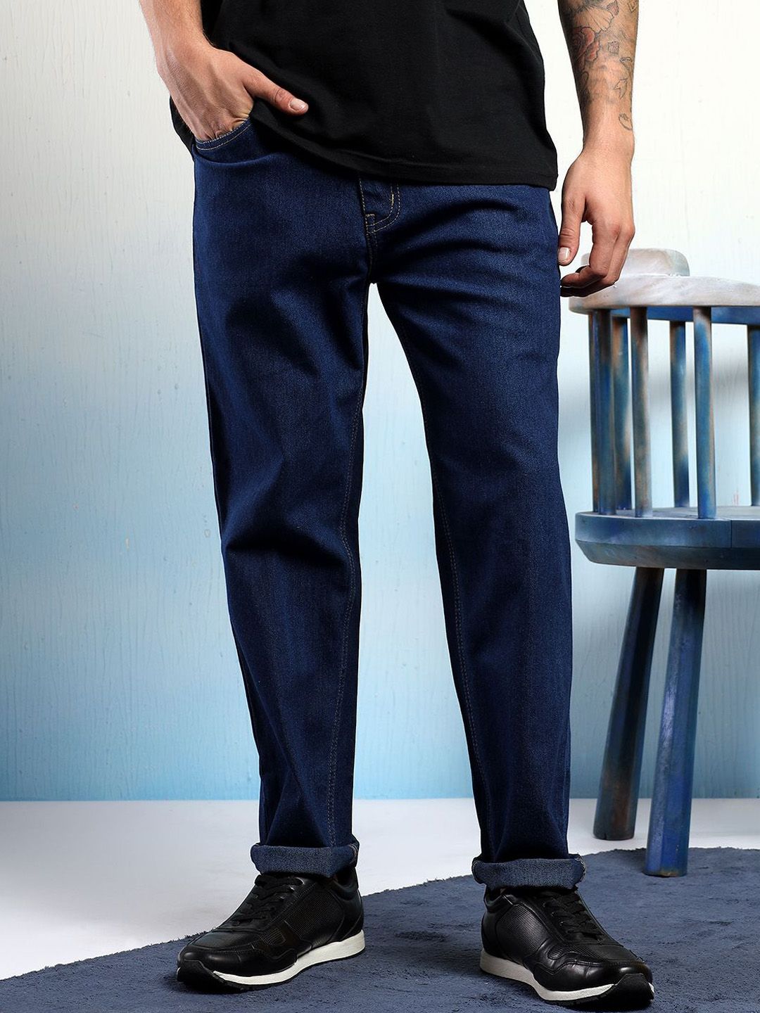 Kotty Men Straight Fit Low-Rise Stretchable Jeans
