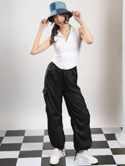 Kotty Women Jogger Fit High-Rise Parachute Trousers