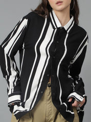 Kotty Women Opaque Striped Casual Oversized Shirt