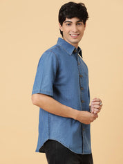 Kotty Men Relaxed Spread Collar Solid Cotton Casual Shirt