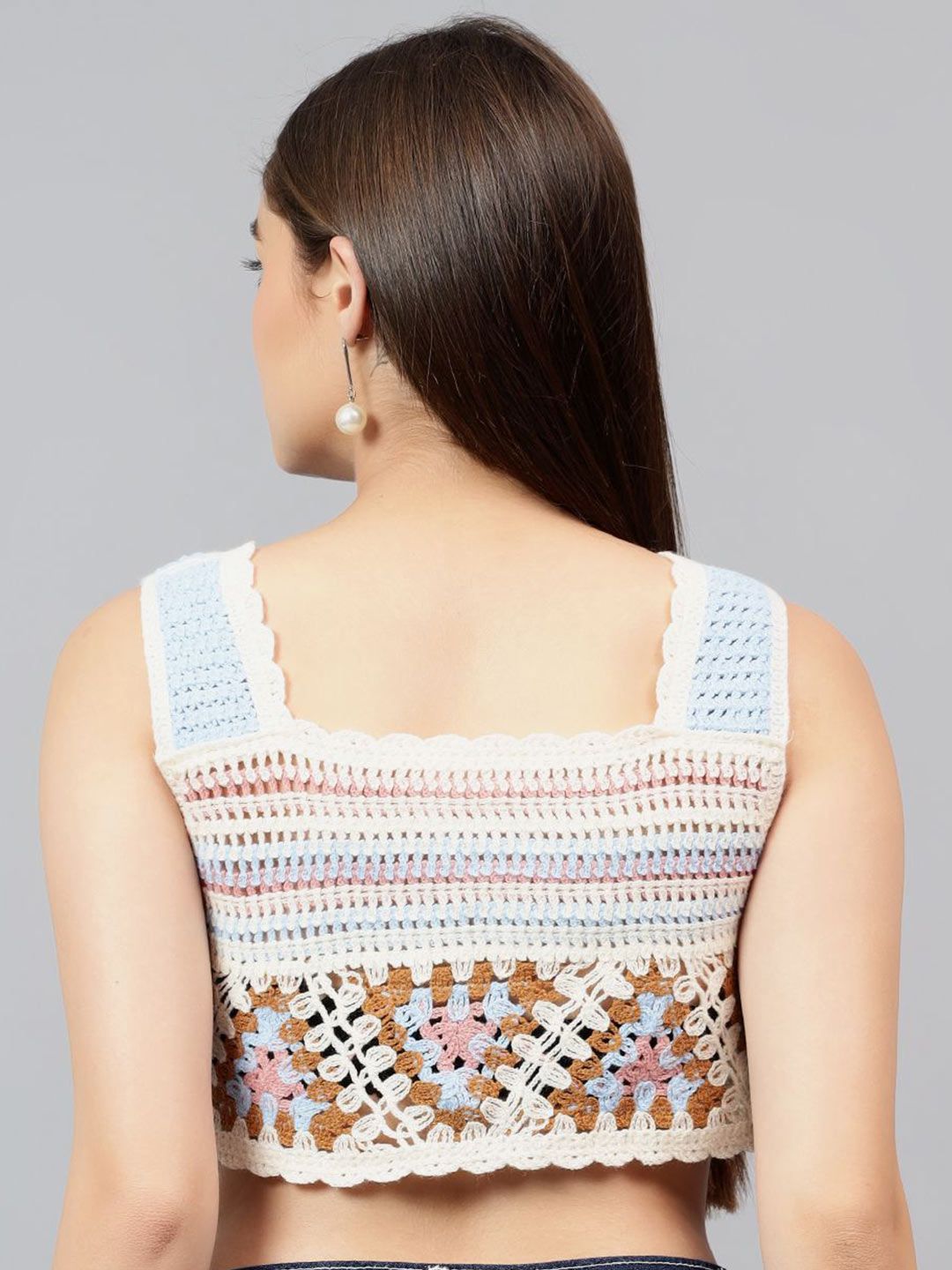 Kotty Women Self Design Square Neck Cotton Top