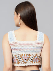 Kotty Women Self Design Square Neck Cotton Top