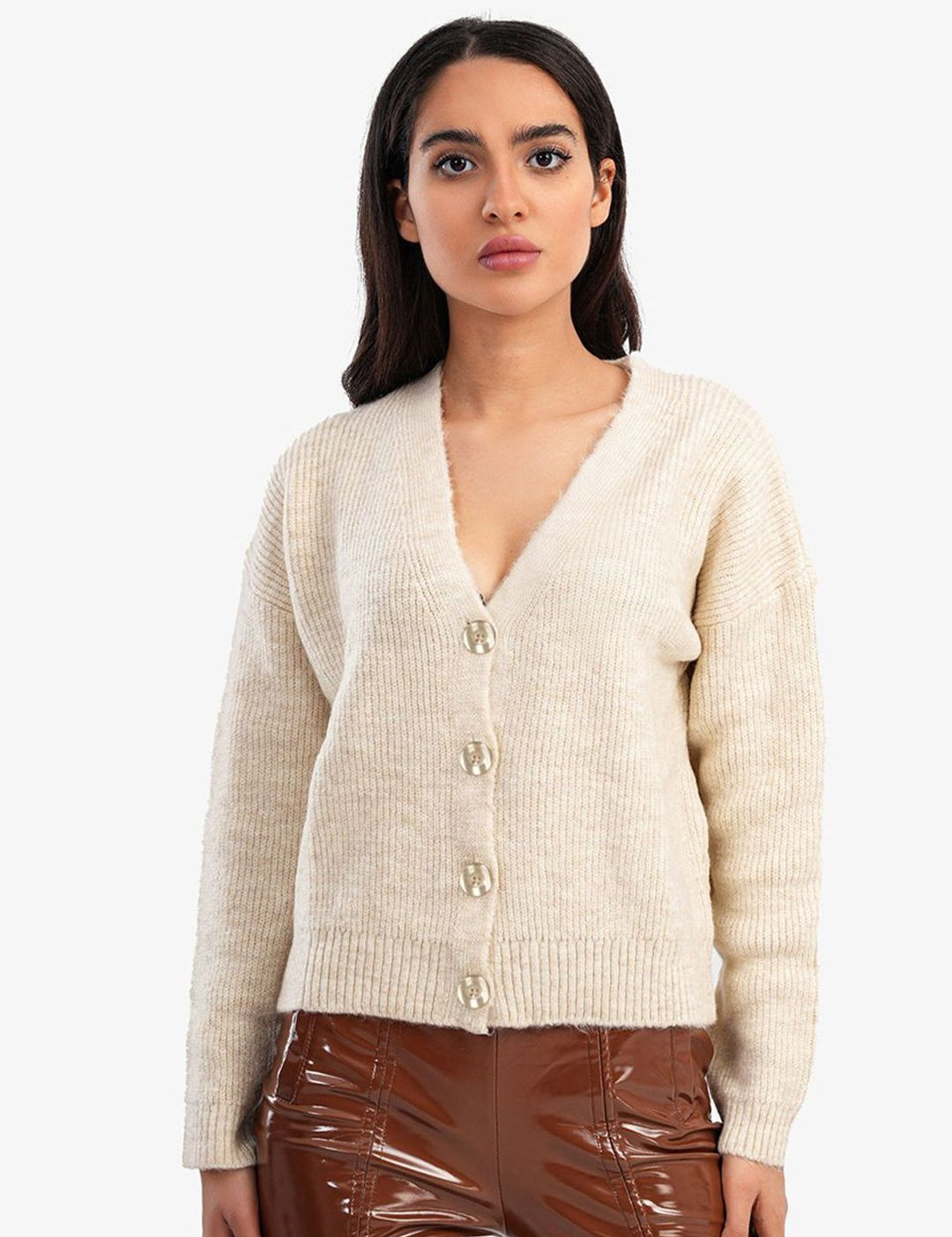 Kotty Women Cotton V-Neck Long Sleeves Cardigan Sweaters