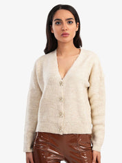 Kotty Women Cotton V-Neck Long Sleeves Cardigan Sweaters