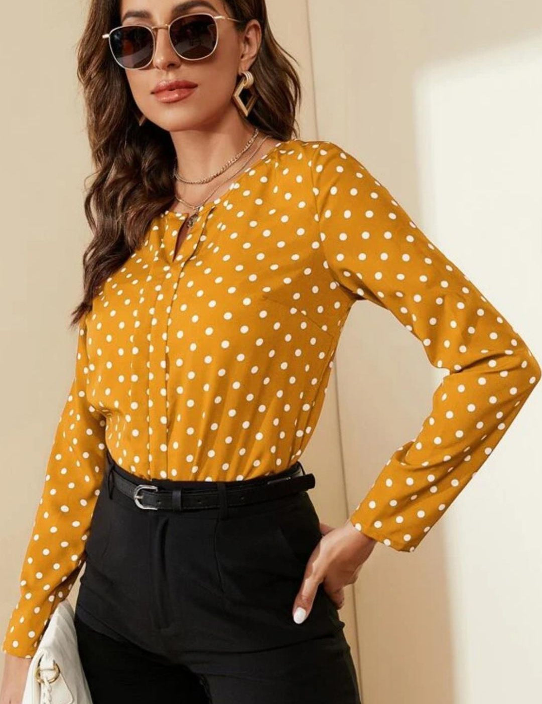 Kotty Polka Dot Print Crepe Top
