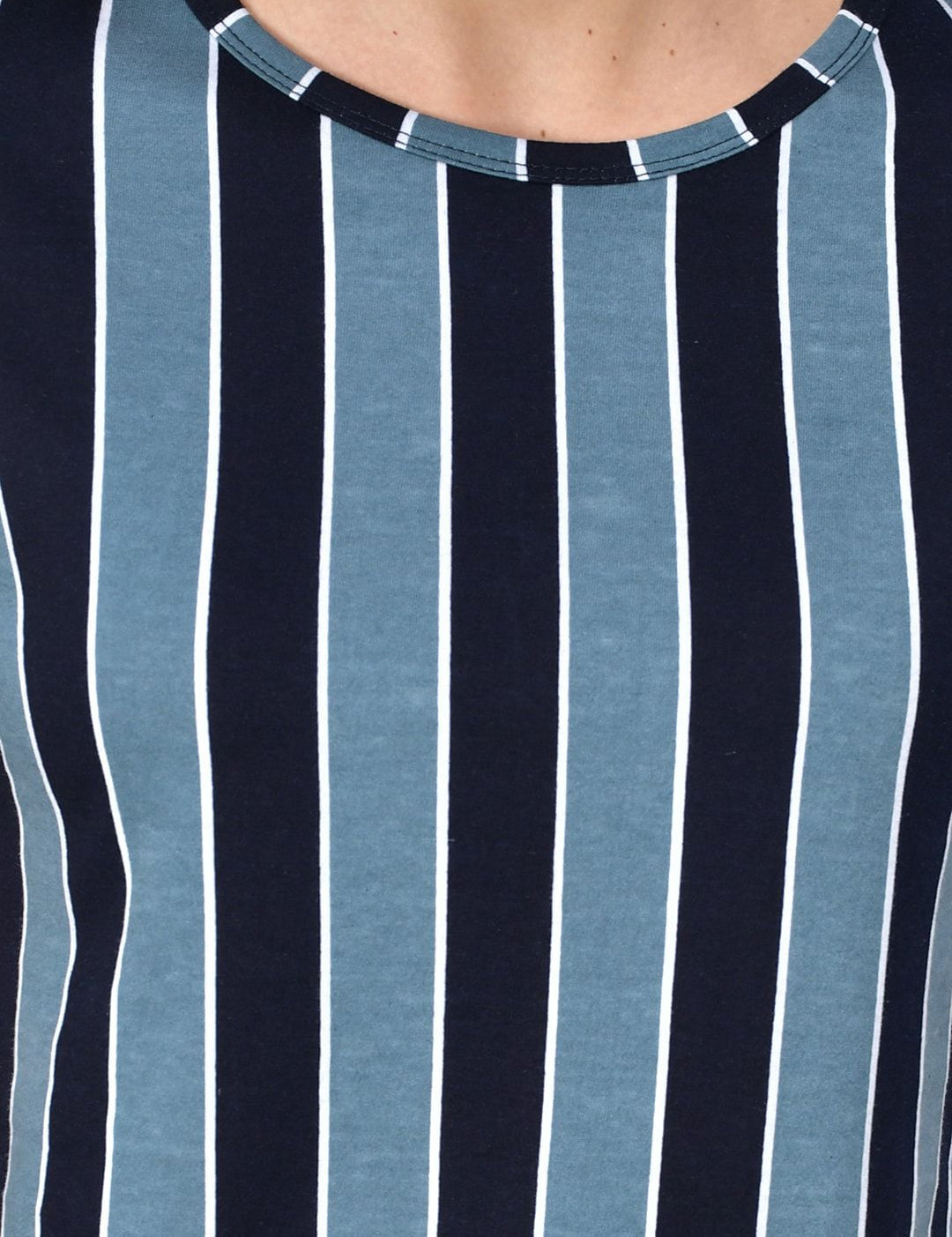 Kotty Women Blue & Black Striped Night Suit