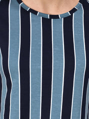 Kotty Women Blue & Black Striped Night Suit
