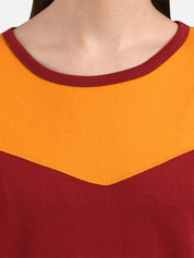 Kotty Women Yellow Colourblocked Round Neck T-shirt