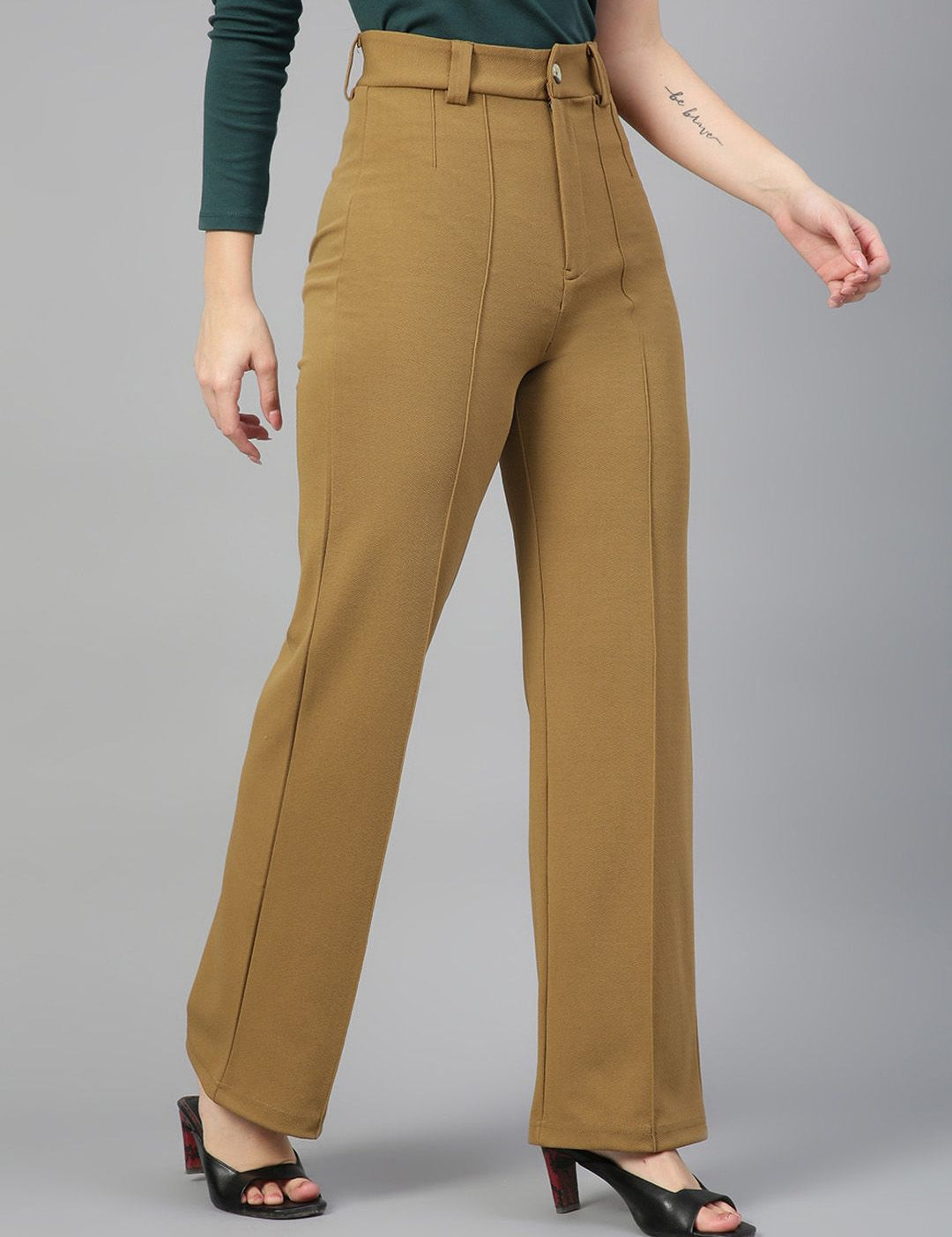 KOTTY BIZwear Women Pack Of 2 Straight Fit High-Rise Easy Wash Parallel Trousers