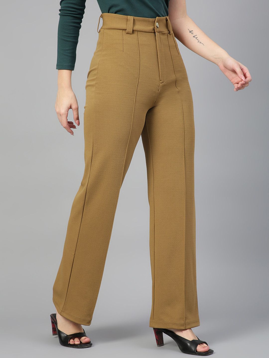 KOTTY BIZwear Women Pack Of 2 Straight Fit High-Rise Easy Wash Parallel Trousers