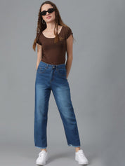 Kotty Women Jean Straight Fit High-Rise Light Fade Stretchable Jeans