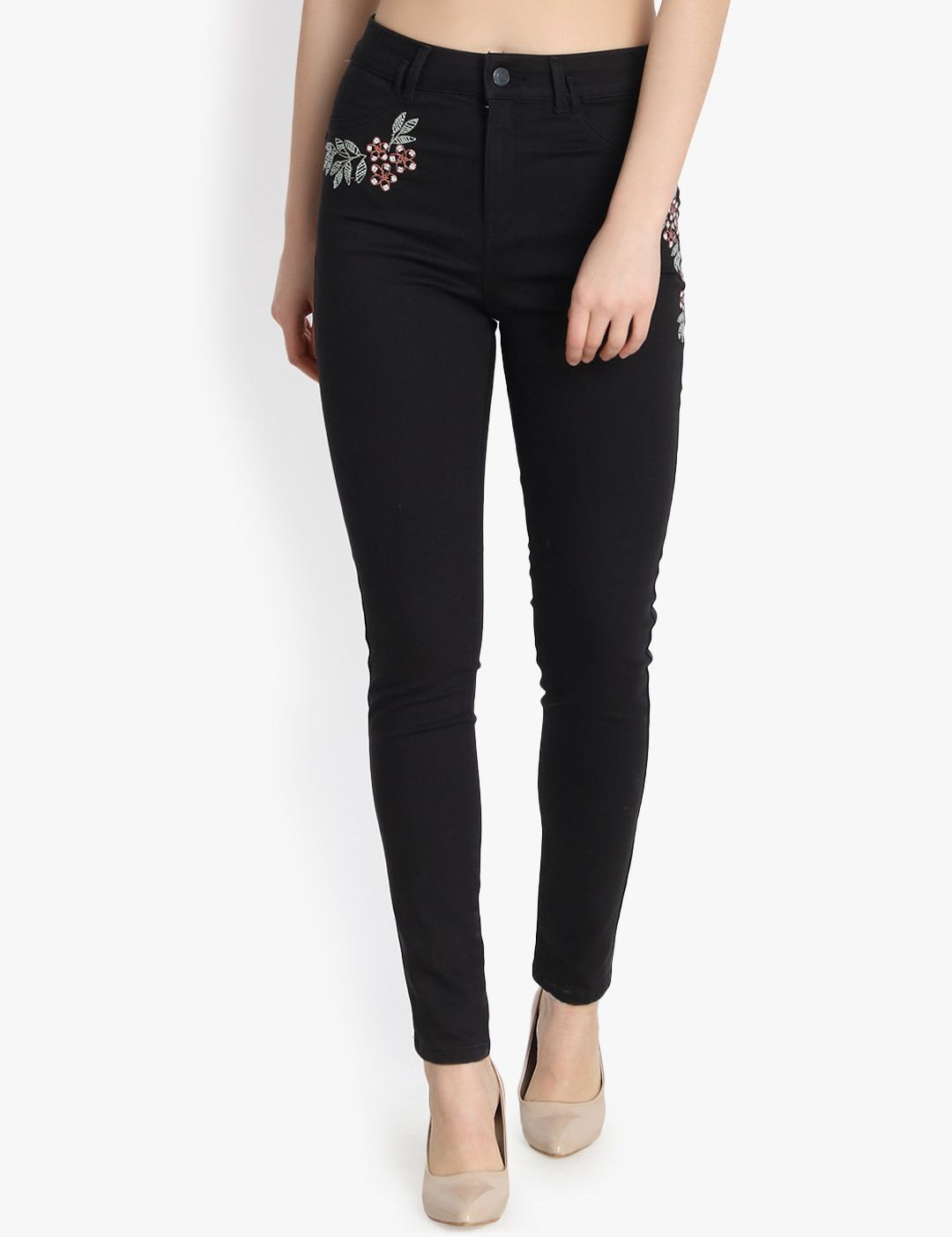 Kotty Women Black Skinny Fit High-Rise Clean Look Stretchable Jeans