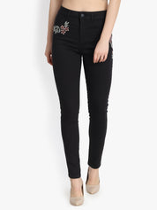 Kotty Women Black Skinny Fit High-Rise Clean Look Stretchable Jeans