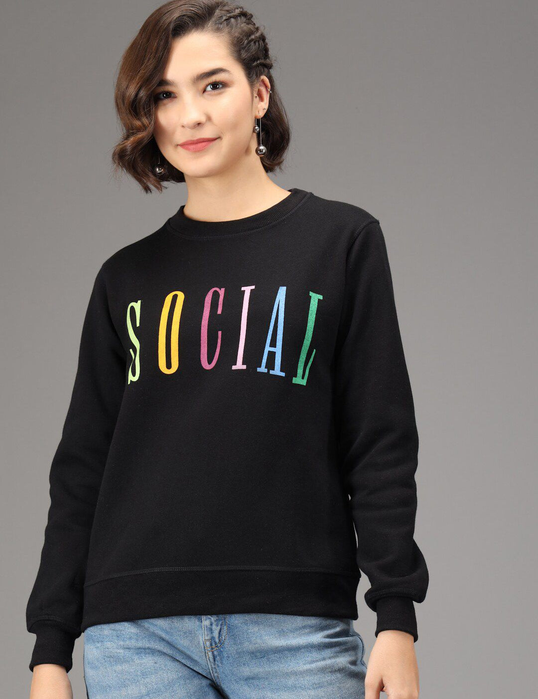 Kotty Women Black Printed Sweatshirt