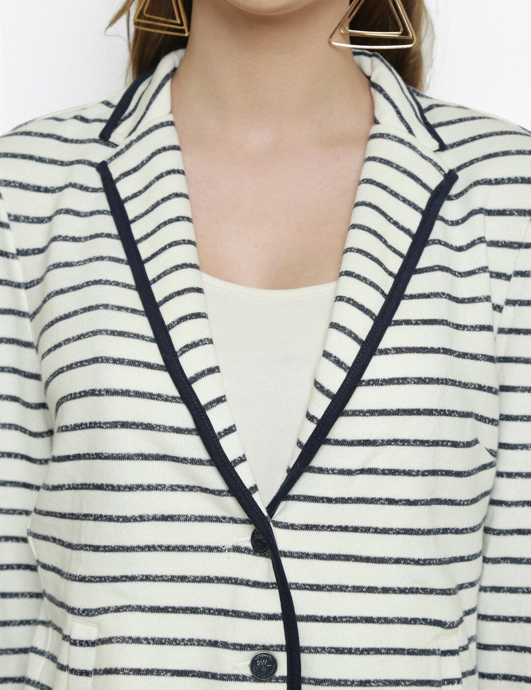 Kotty Women White Striped Tailored Jacket