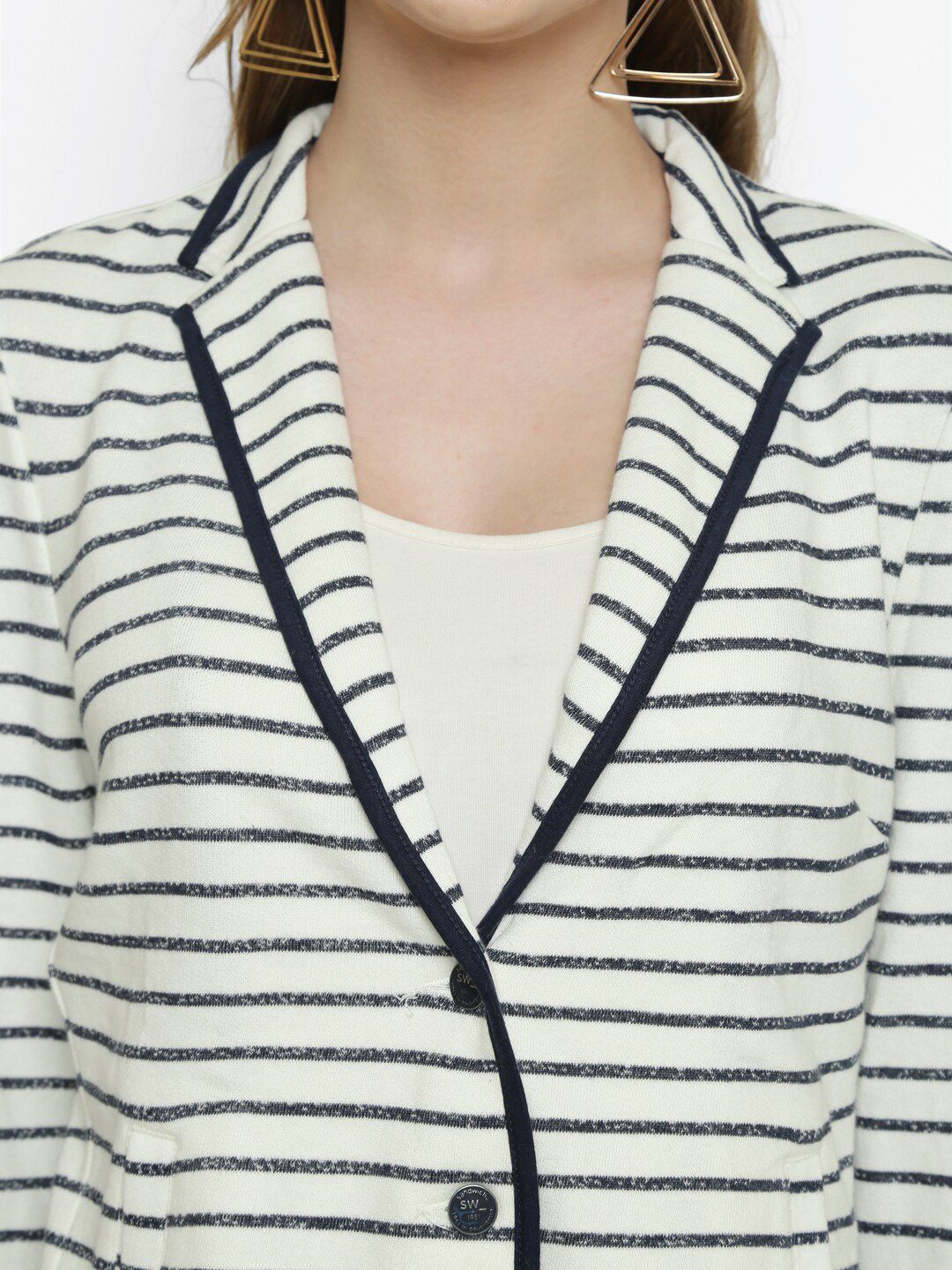 Kotty Women White Striped Tailored Jacket