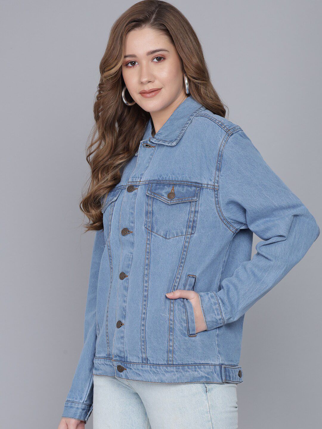 Kotty Women Blue Washed Denim Jacket