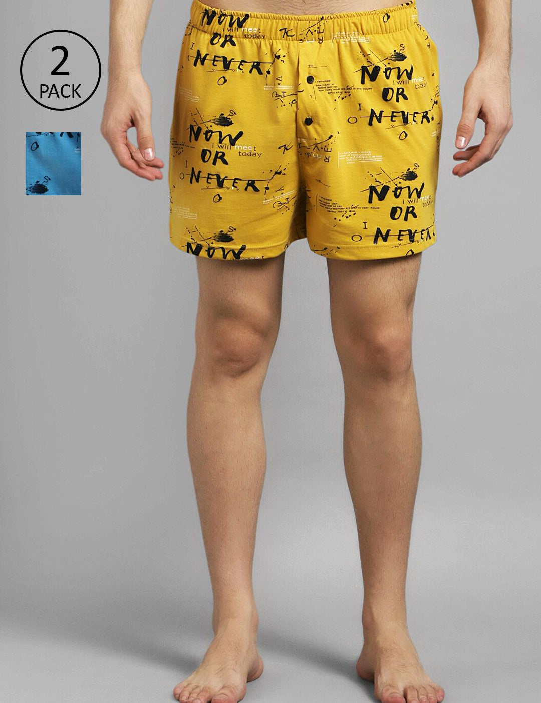 Kotty Men Pack of 2 Blue & Red Printed Boxers