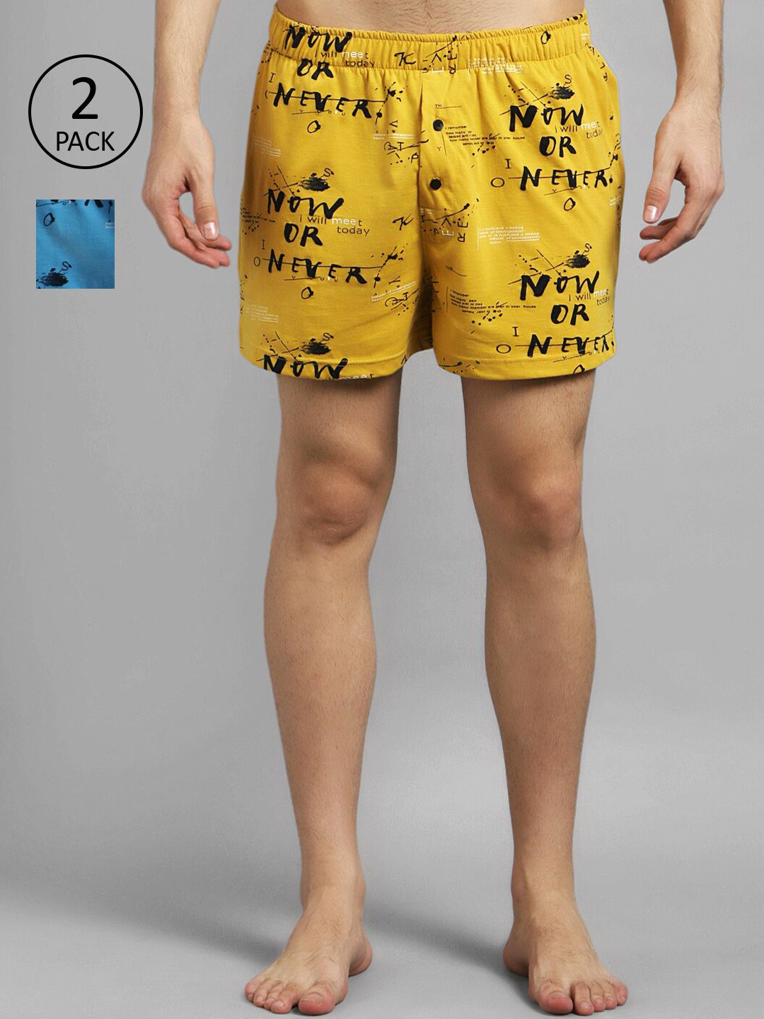 Kotty Men Pack of 2 Blue & Red Printed Boxers