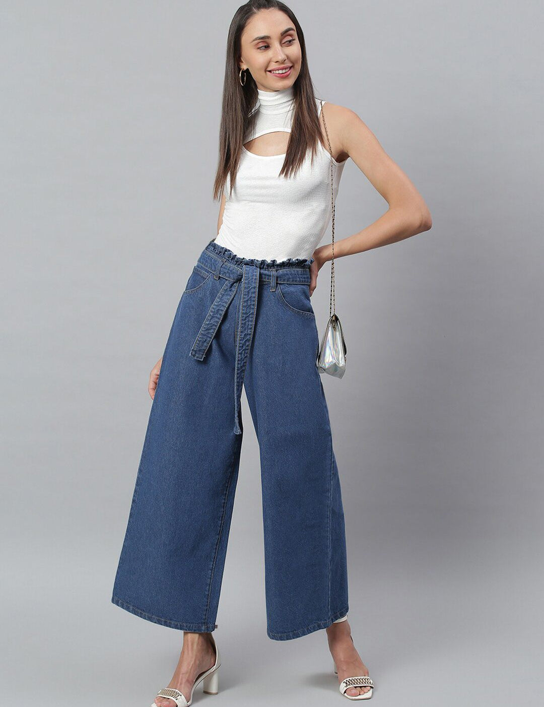 Kotty Women Blue Flared High-Rise Clean Look Stretchable Jeans