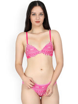 Kotty Women Pink & White Printed Lingerie Set KTTIW86