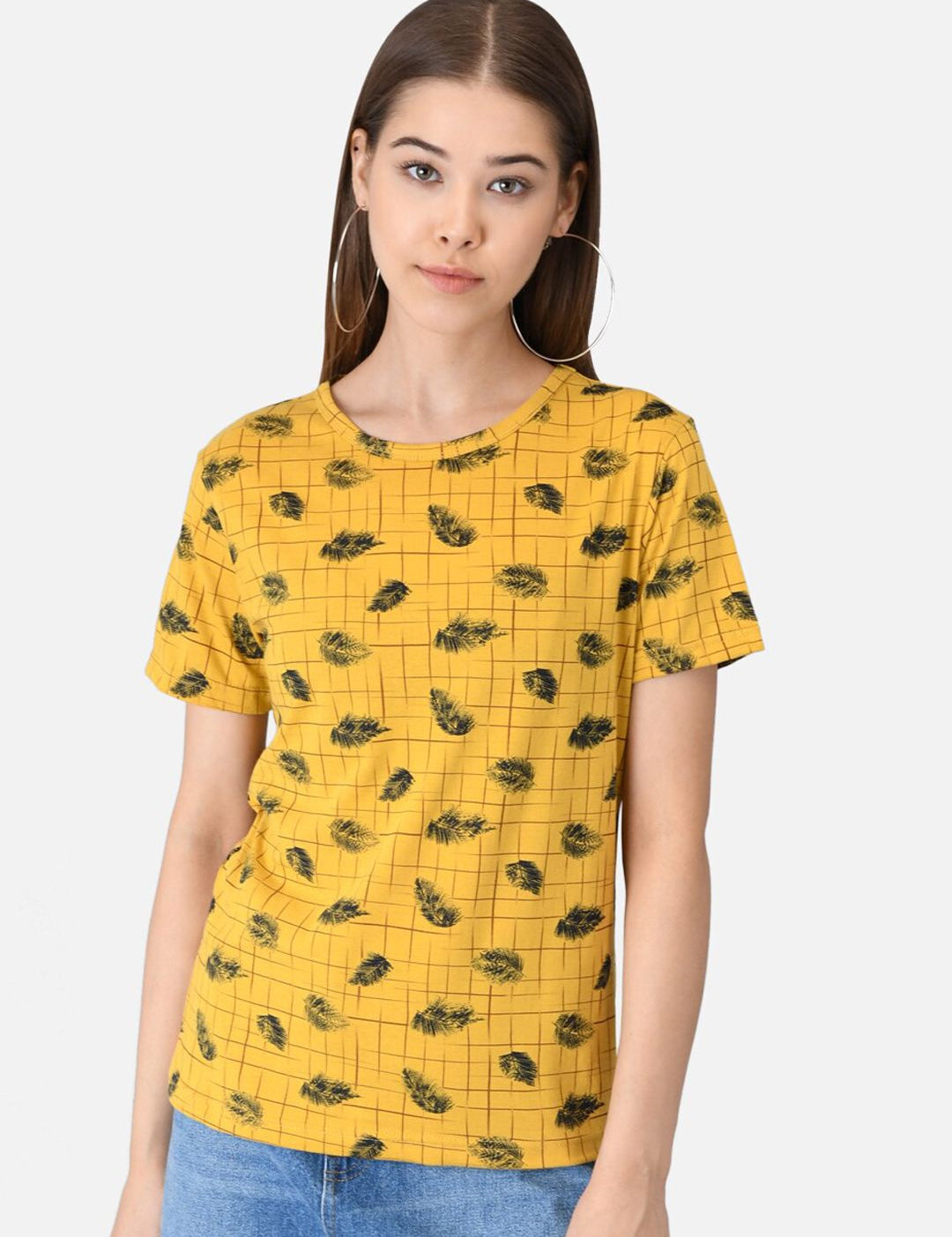 Kotty Women Pack of 2 Red & Yellow Printed Round Neck T-shirts