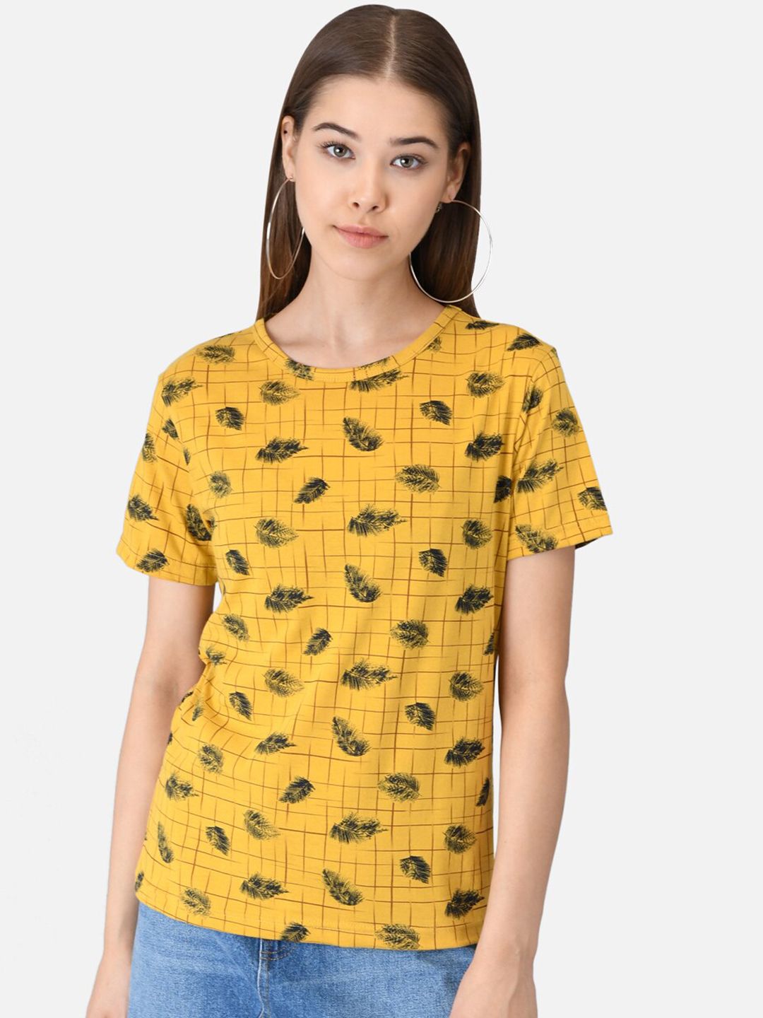 Kotty Women Pack of 2 Red & Yellow Printed Round Neck T-shirts