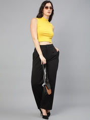 KOTTY BIZwear Women Relaxed Straight Fit High-Rise Easy Wash Parallel Trousers