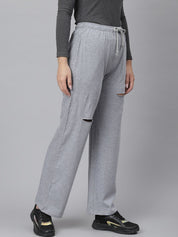 Kotty Women Grey Solid Straight-Fit Track Pants