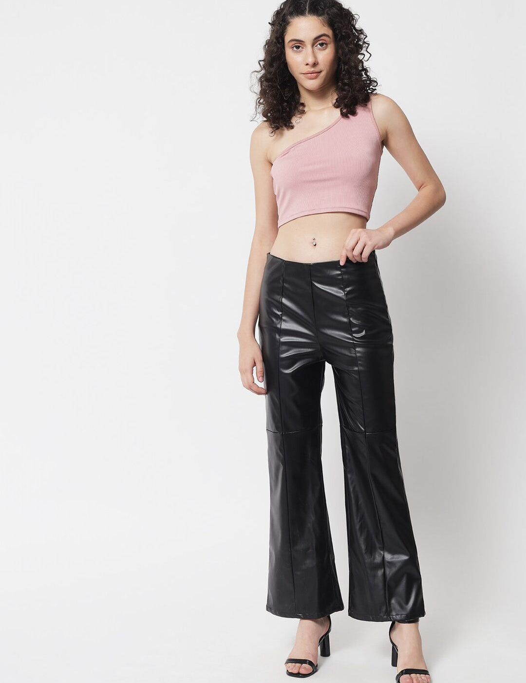 Kotty Women Black Relaxed Flared Low-Rise Trousers