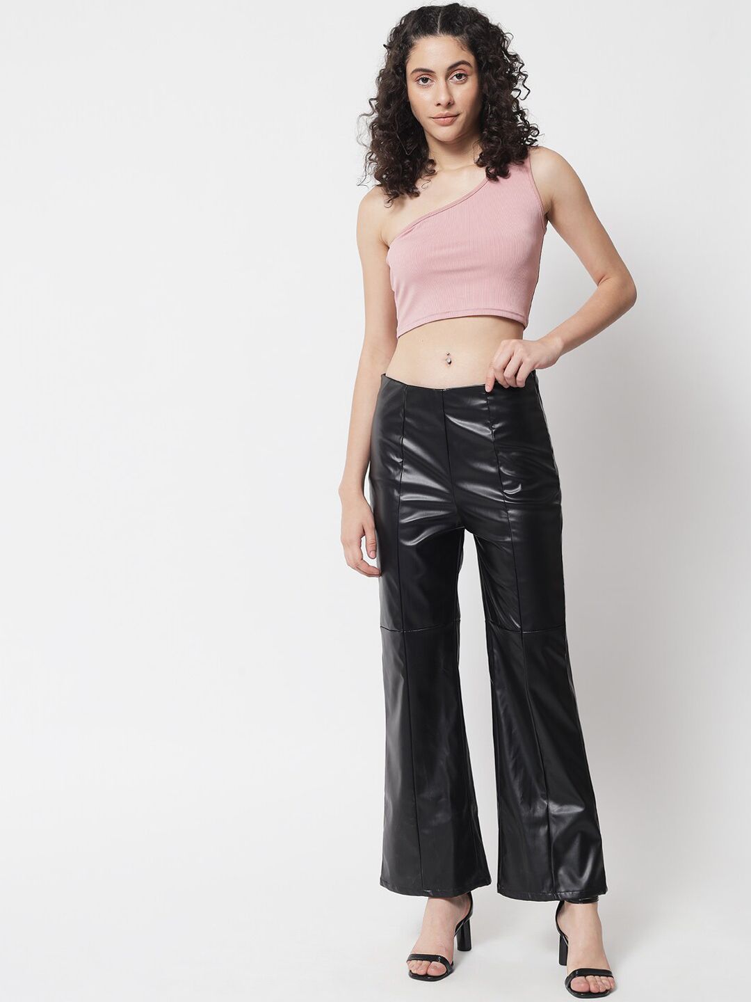 Kotty Women Black Relaxed Flared Low-Rise Trousers