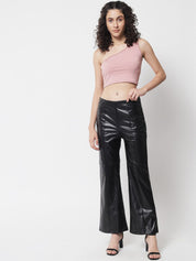 Kotty Women Black Relaxed Flared Low-Rise Trousers