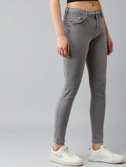 Kotty Women Grey Skinny Fit High-Rise Clean Look Jeans