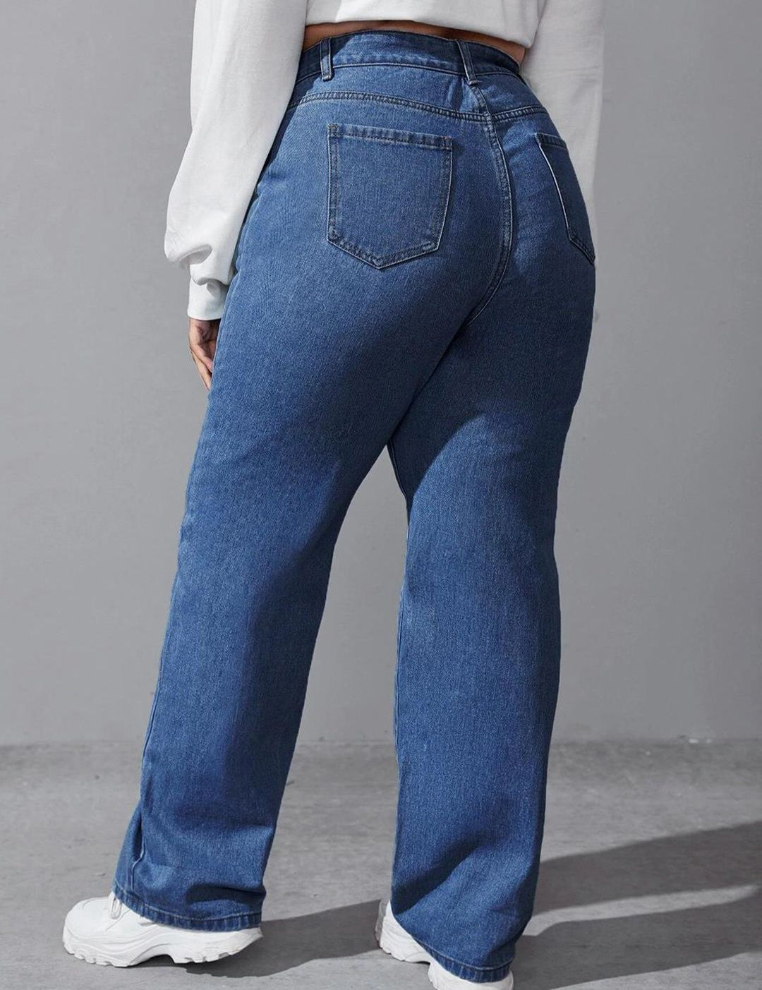 Kotty Women Blue Jean Straight Fit High-Rise Clean Look Stretchable Jeans