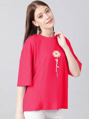 KOTTY Basics Graphic Printed Drop-Shoulder Sleeves Oversized T-shirt