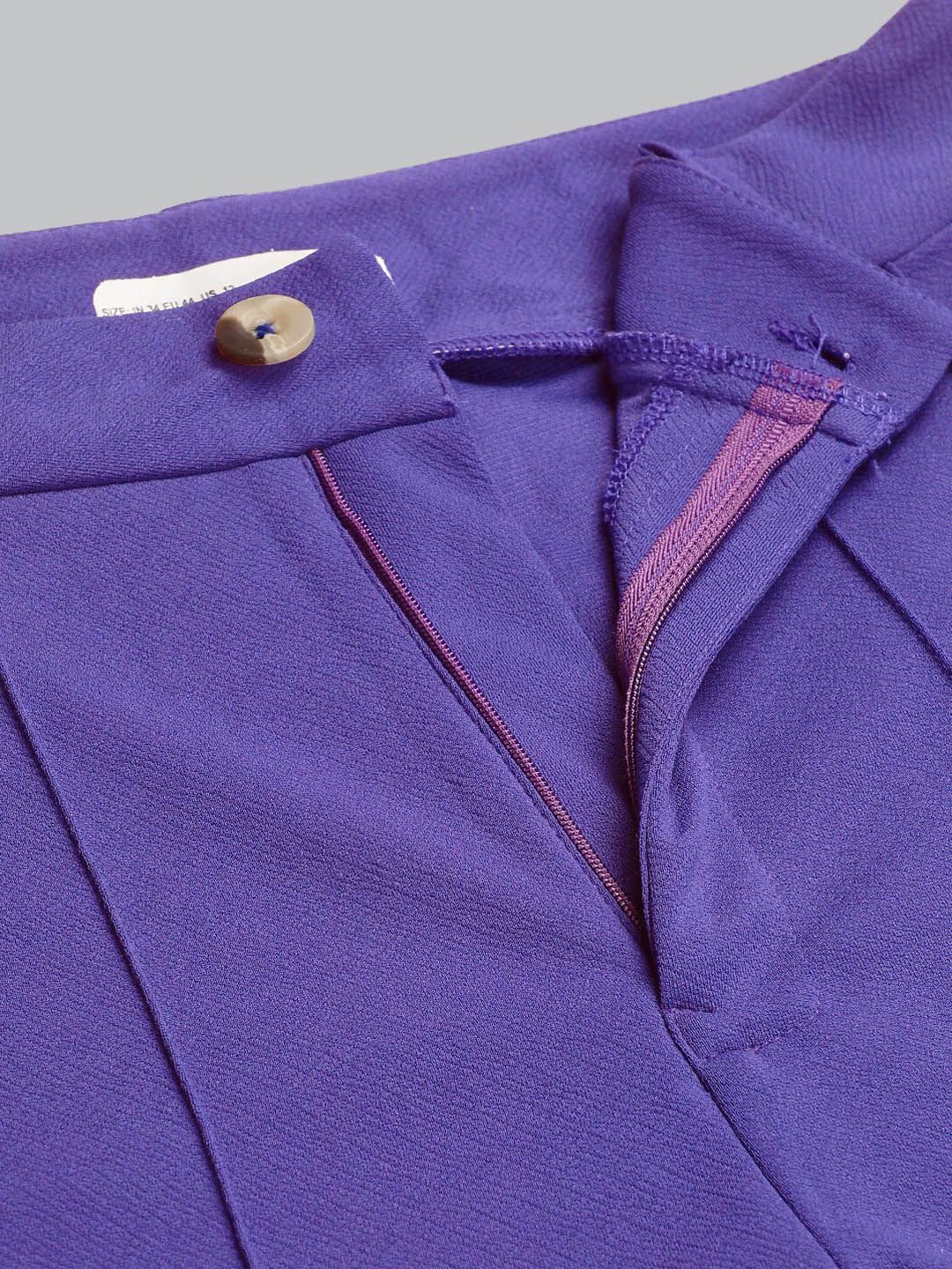 KOTTY BIZwear Women Relaxed Straight Leg High-Rise Straight Fit Easy Wash Trousers