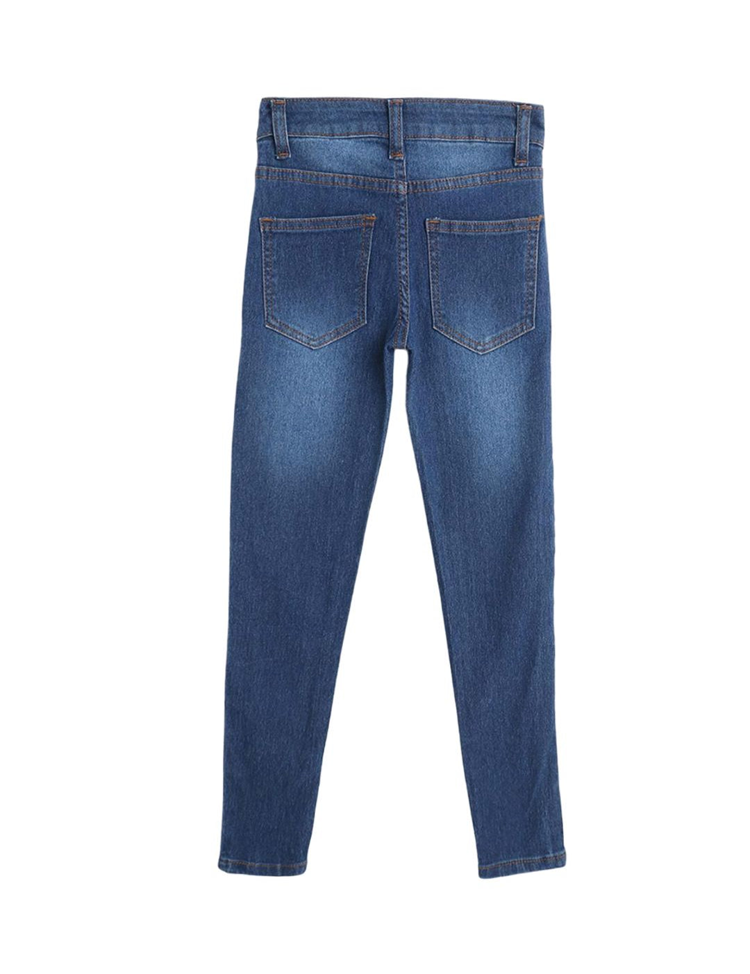 Kotty Girls Blue Mid-Rise Clean Look Cotton Stretchable Jeans