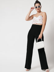 Kotty Women Black Regular Straight Leg High-Rise Easy Wash Regular Fit Trousers