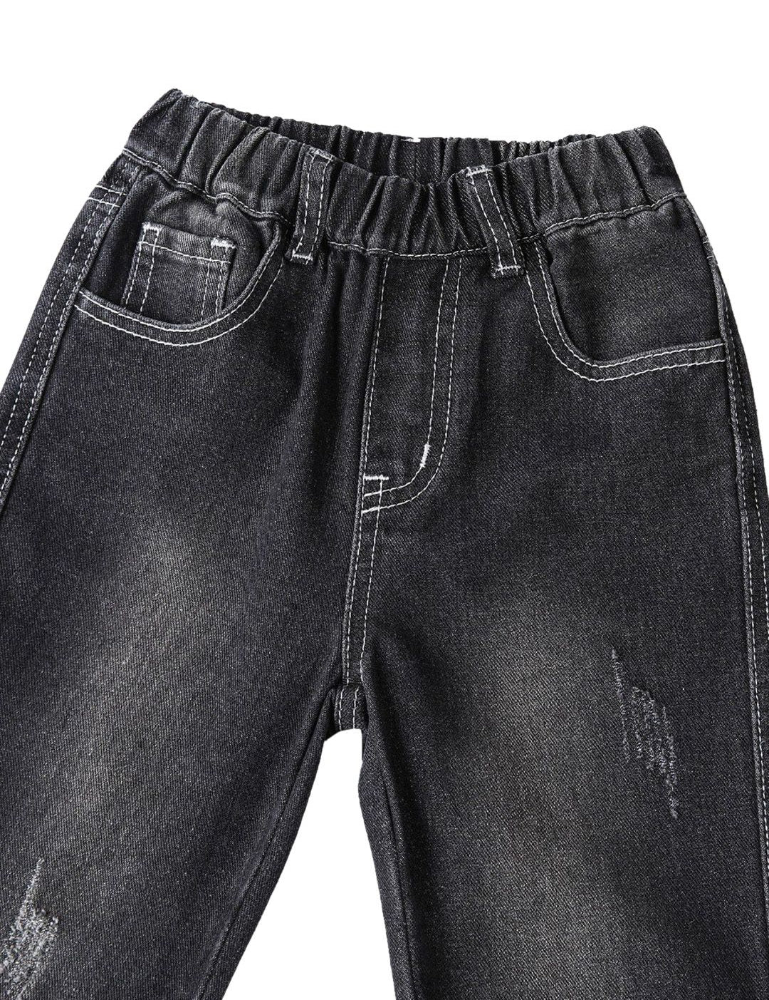 Kotty Boys Black Jean Low Distress Light Fade Regular Fit Jeans