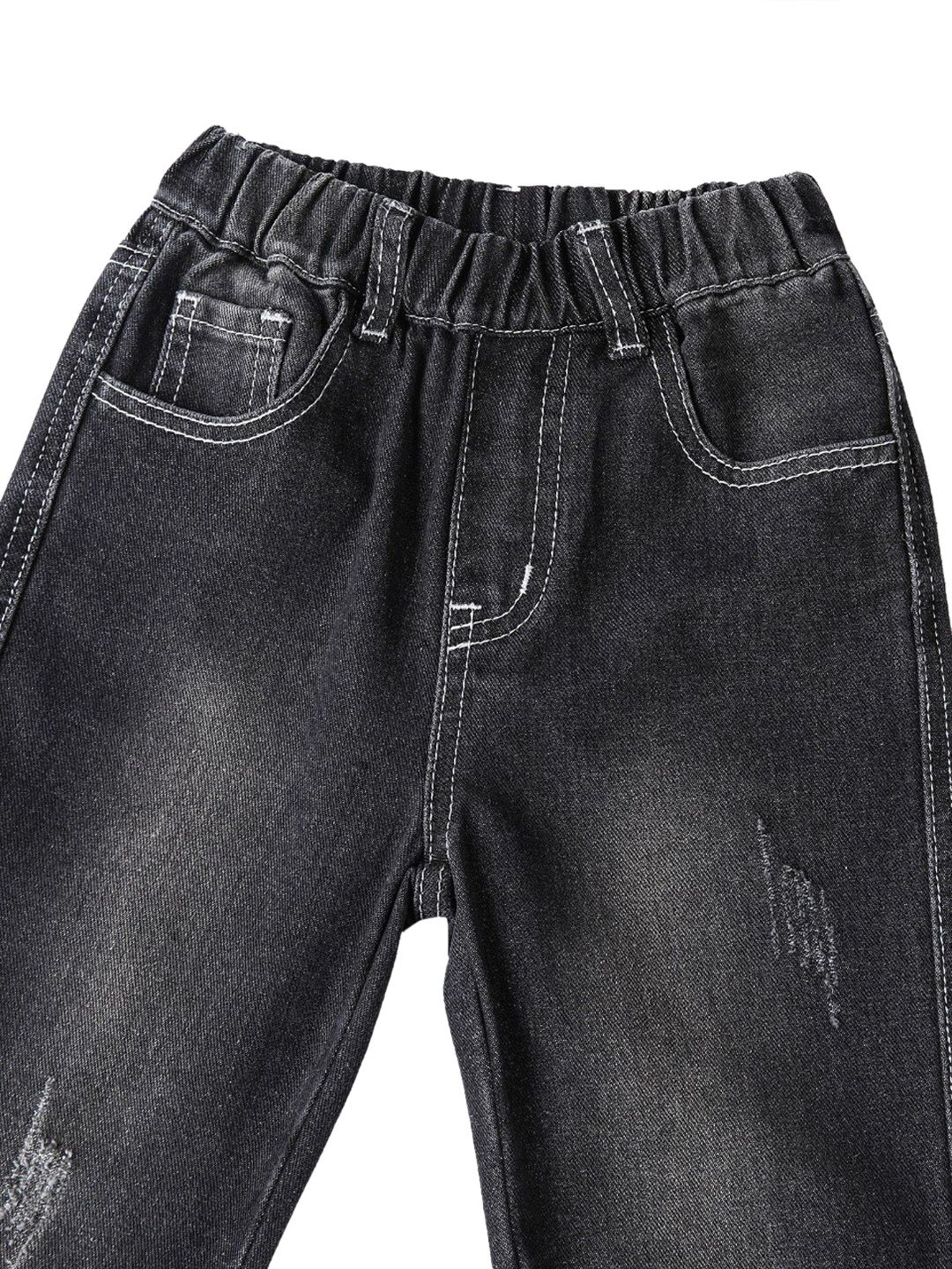 Kotty Boys Black Jean Low Distress Light Fade Regular Fit Jeans