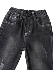 Kotty Boys Black Jean Low Distress Light Fade Regular Fit Jeans