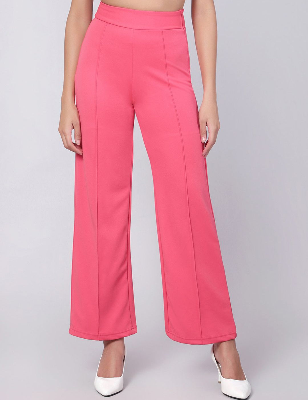 Kotty Women Relaxed Straight Fit High-Rise Easy Wash Trousers