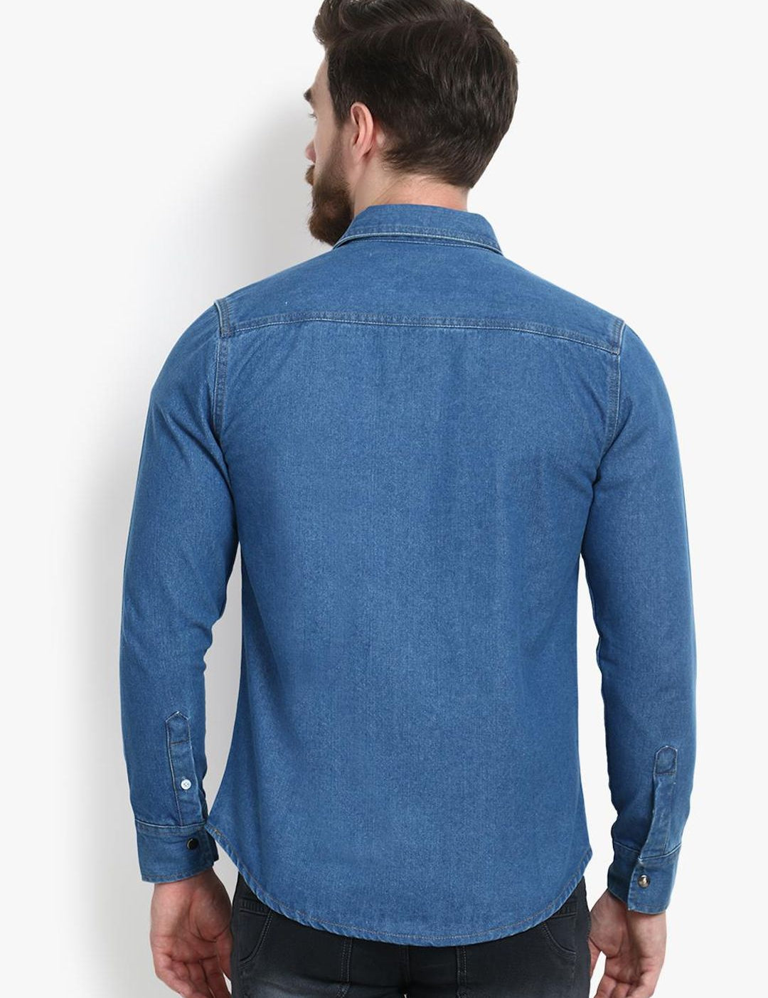 Kotty Men Blue Solid Lightweight Denim Jacket