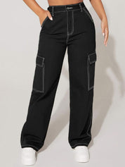 Kotty Women Jeans Straight Fit High-Rise Clean Look Stretchable Cotton Jeans