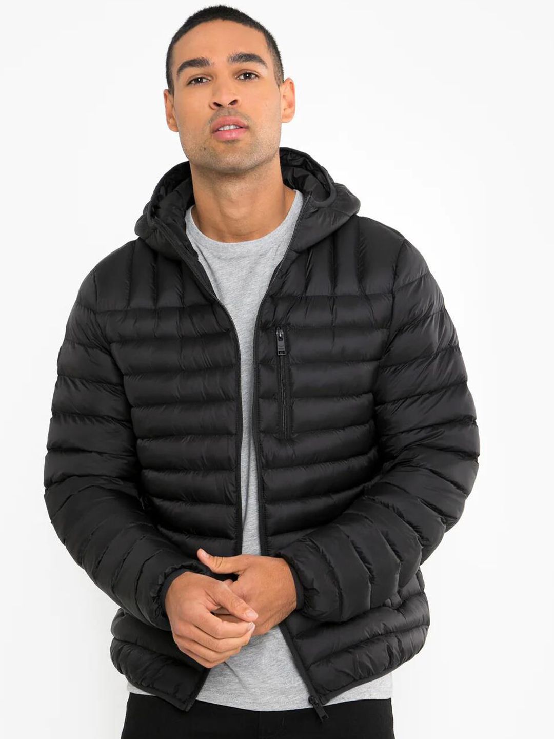 Kotty Black Hooded Puffer Jacket