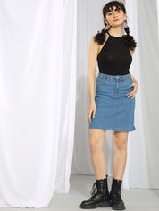 Kotty Above Knee Denim Straight Skirts